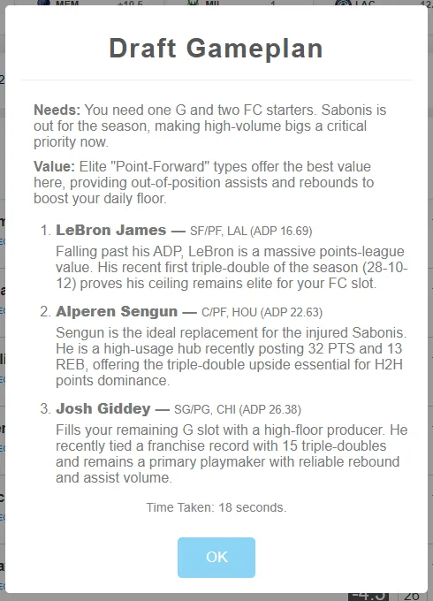 NBA Draft Advice